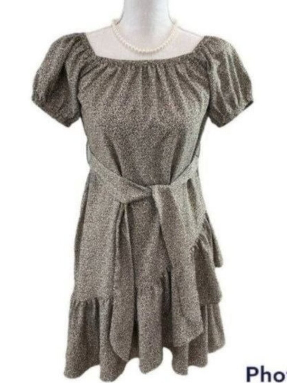 H&M Crepe Mini Dress Black & Beige Pattern Size 2